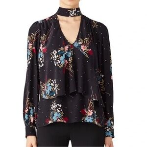 Parker Black Floral Blouse with Choker
